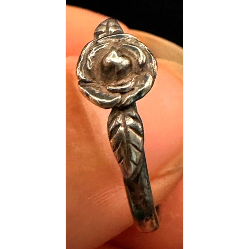 Antique Sterling Silver Rose Ring