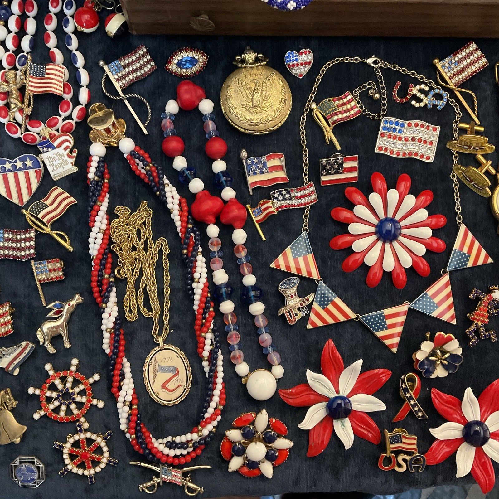 Vintage Lot Patriotic Forth Of July Red White Blue Jewelry Sarah C Monet Emmons