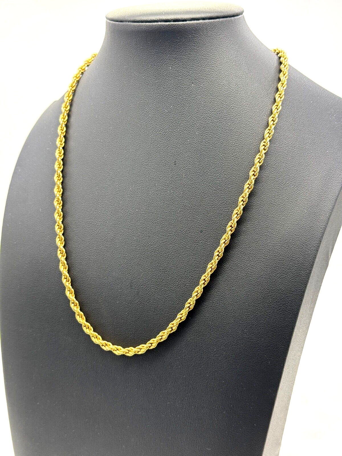 Vintage Pre 1955 Monet Gold Tone Rope Chain Necklace 19″ sister clasp, end caps