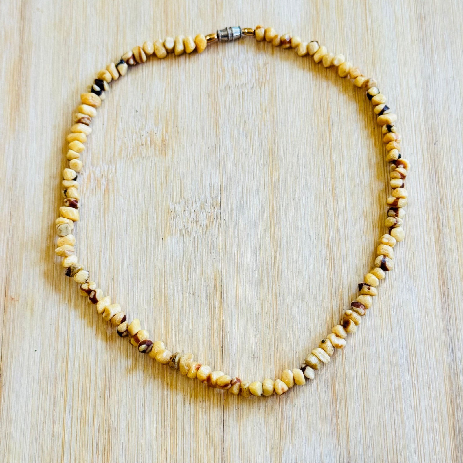 VTG Tiger Sponge Coral Necklace Genuine Natural Choker Beaded BOHO 17″ 17g
