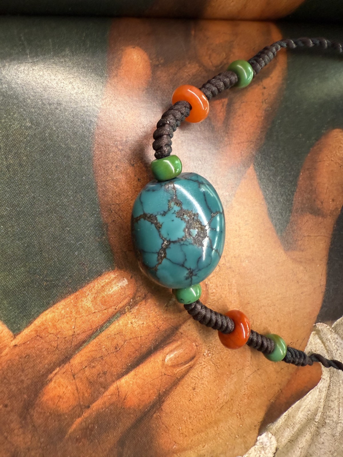 Vintage Tibetan Turquoise Bead Necklace | Handcrafted Traditional Amulet