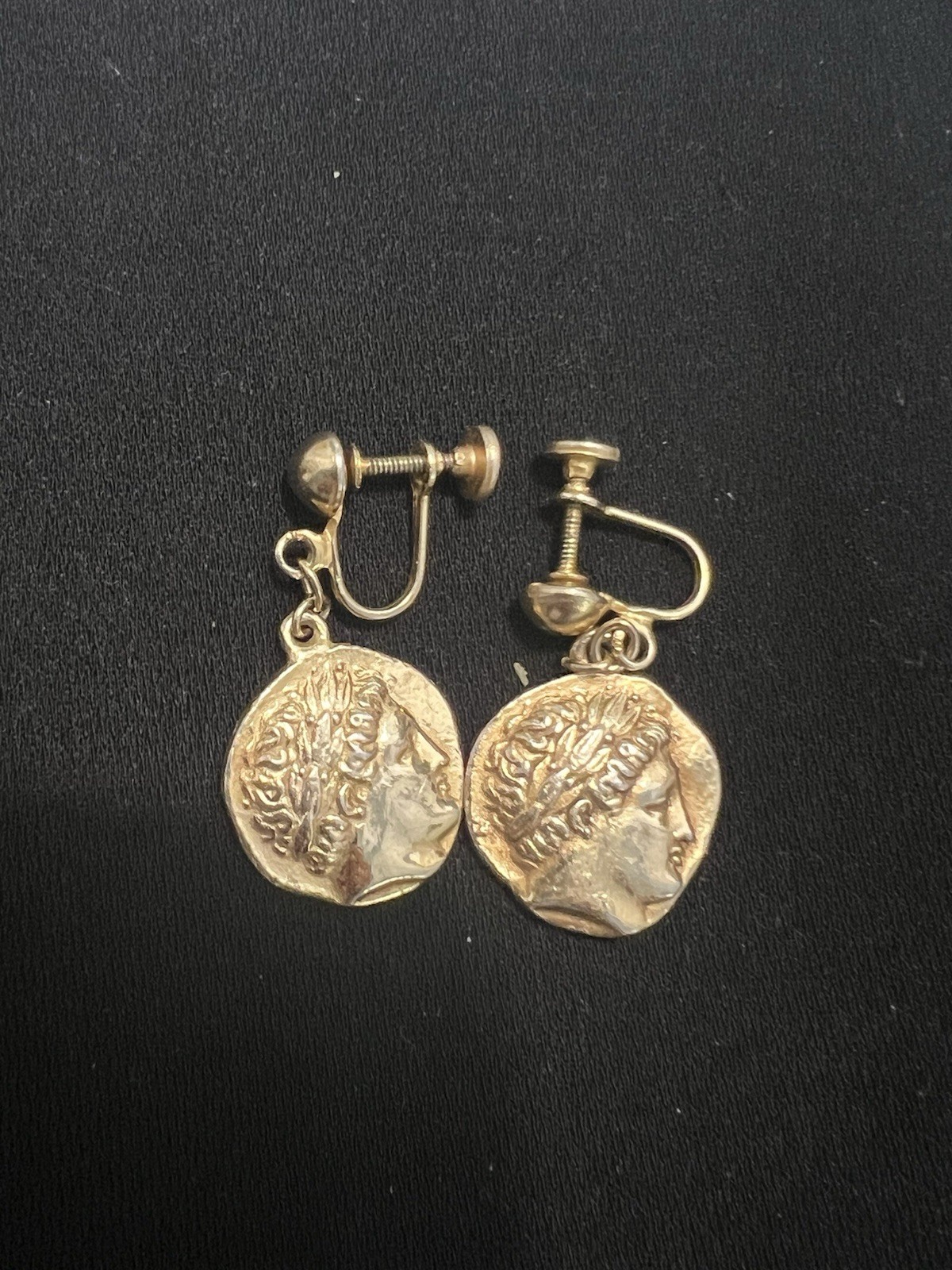 RARE Vintage Museum Replicas GoldTone Greek Coin Drop Earrings Philip II