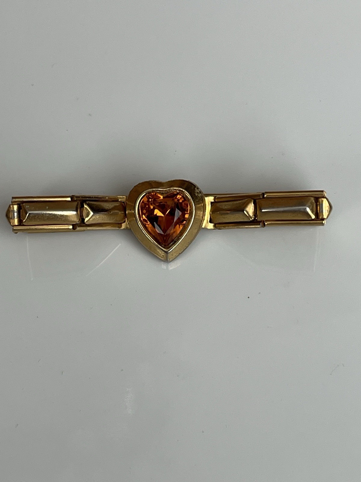 Vintage Childs Expansion Sweetheart Bracelet Topaz Rhinestone Heart Japan