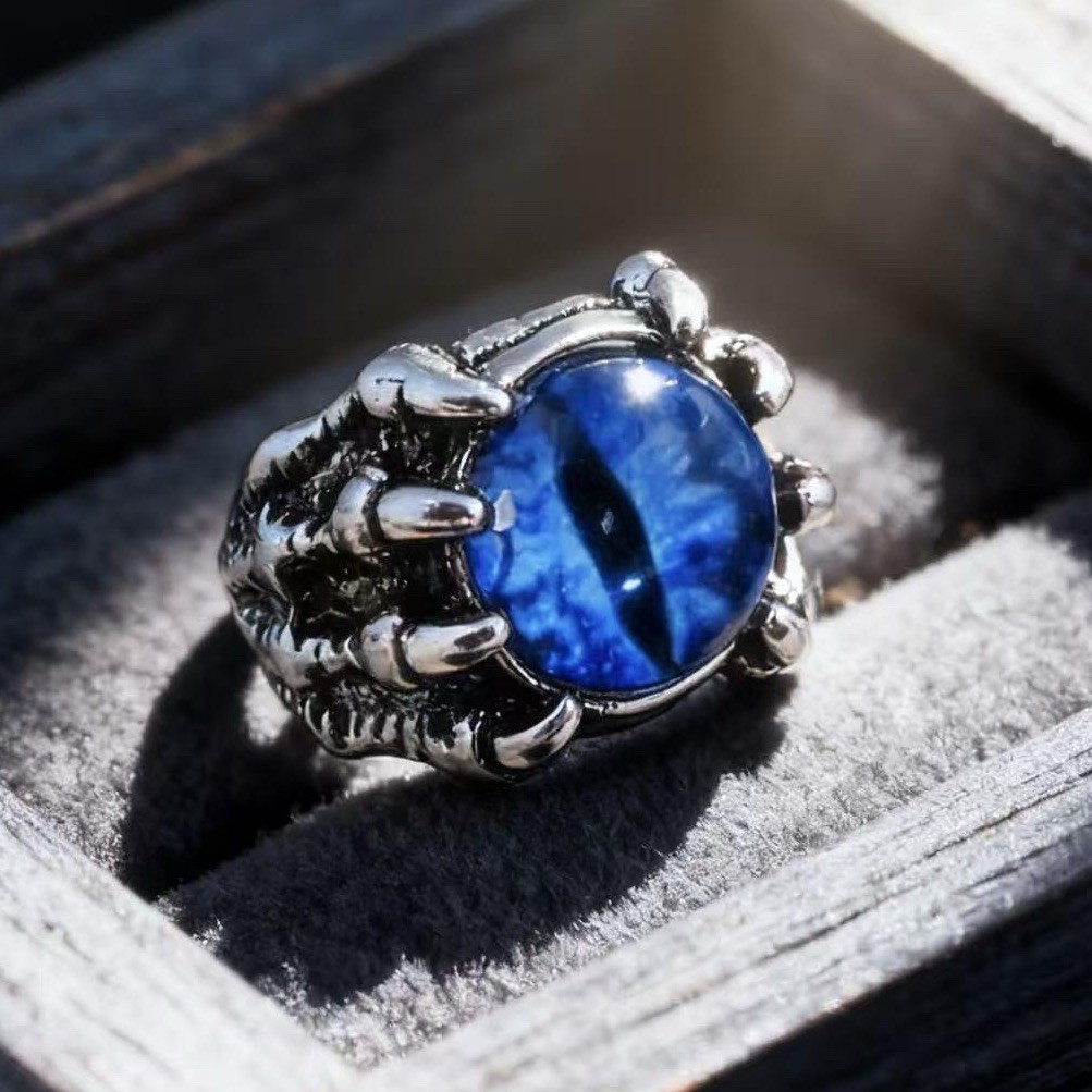 Gothic Punk Devil Evil Eye Dragon Eagle Claw Decorative Eyeball Adjustable Ring