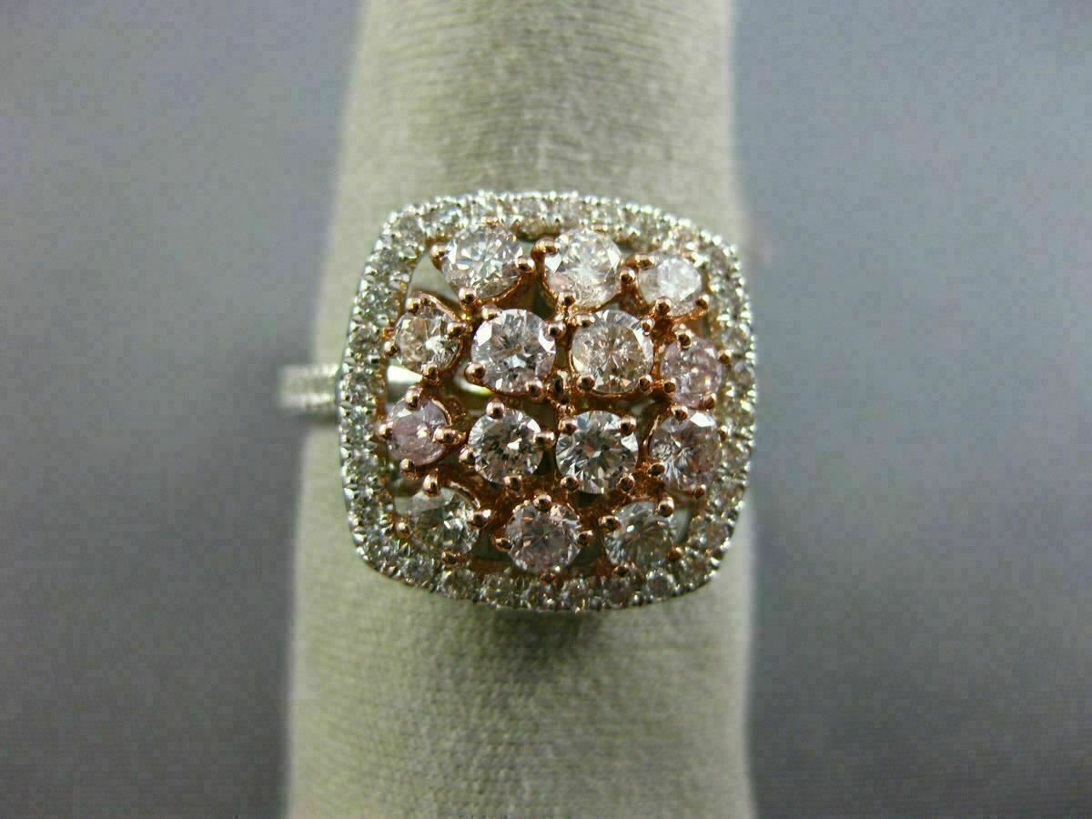 ESTATE 1.24CT WHITE & PINK DIAMOND 18K WHITE & ROSE GOLD SQUARE ANNIVERSARY RING