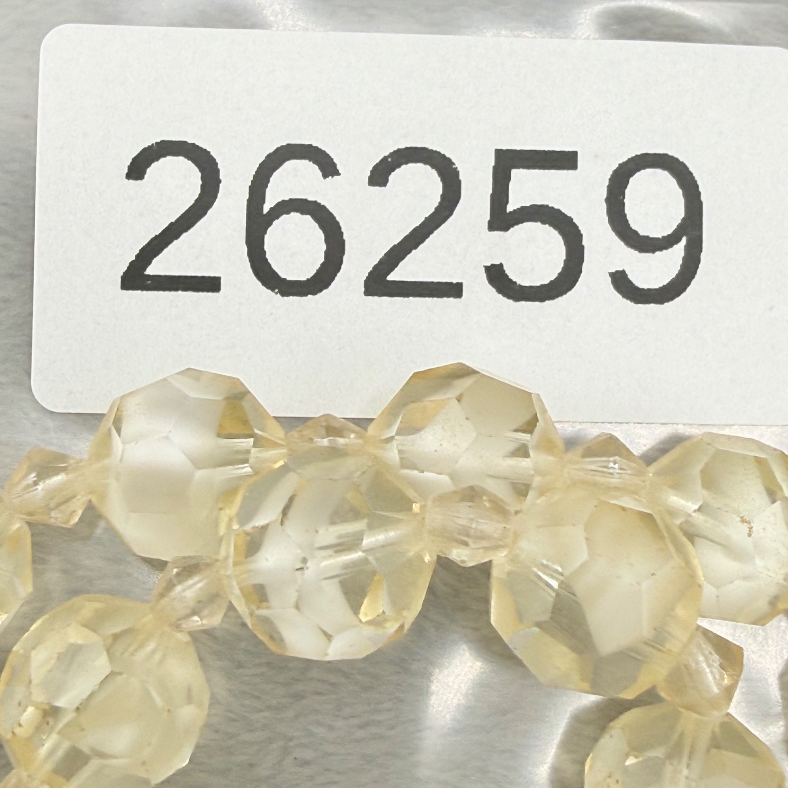 Vintage Faceted Glass Necklace Beaded White Clear Swirl 14”