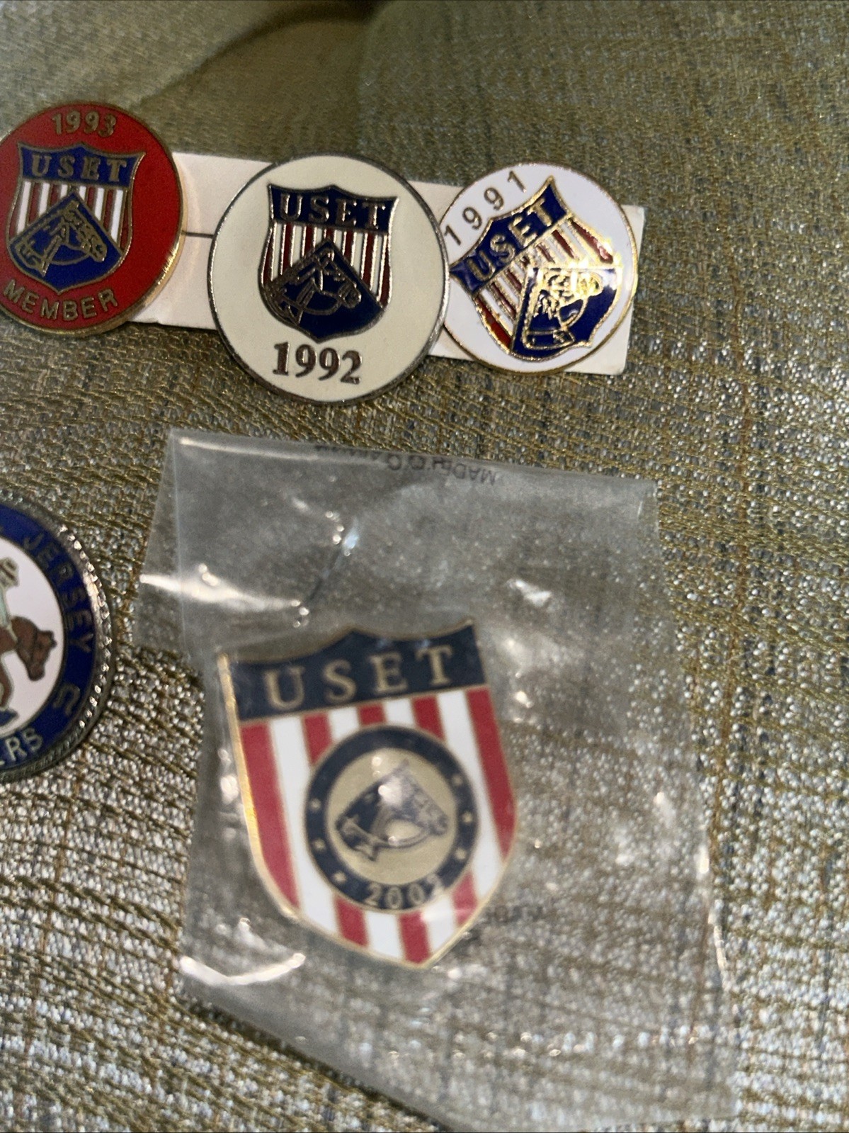 USET Equestrian Team Lettered Pin Red, White Blue Gold Tone Set Of 6 Plus 2 More