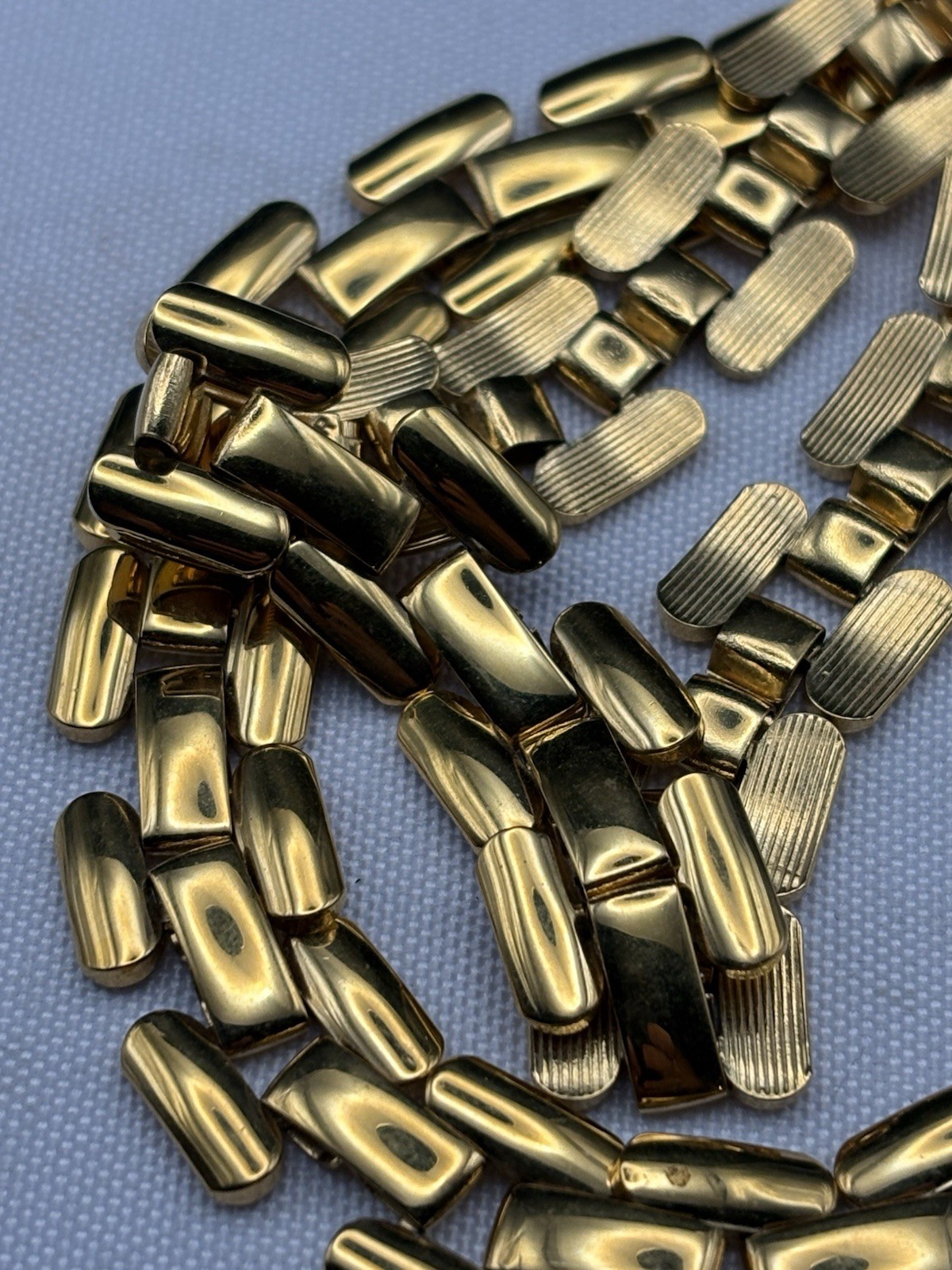 Signed Napier Gold Tone Square Link Chain Necklace Articulated Vintage