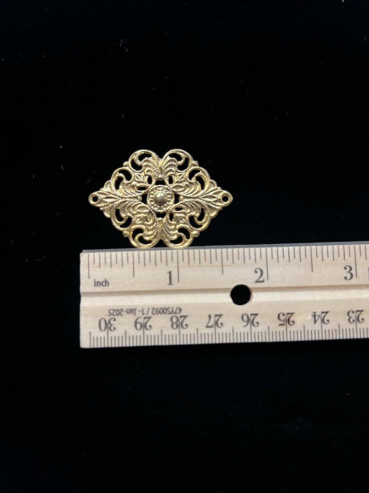 Vintage Filigree 22K Gold Plated Brass Stamping for Jewelry/Craft/Decoration NOS