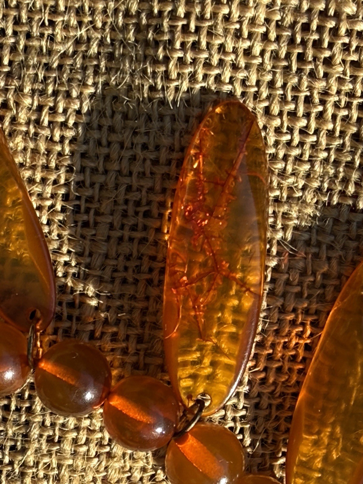 26” Vintage Honey Amber Catalin Bakelite Necklace w/ 6 Drops 50g