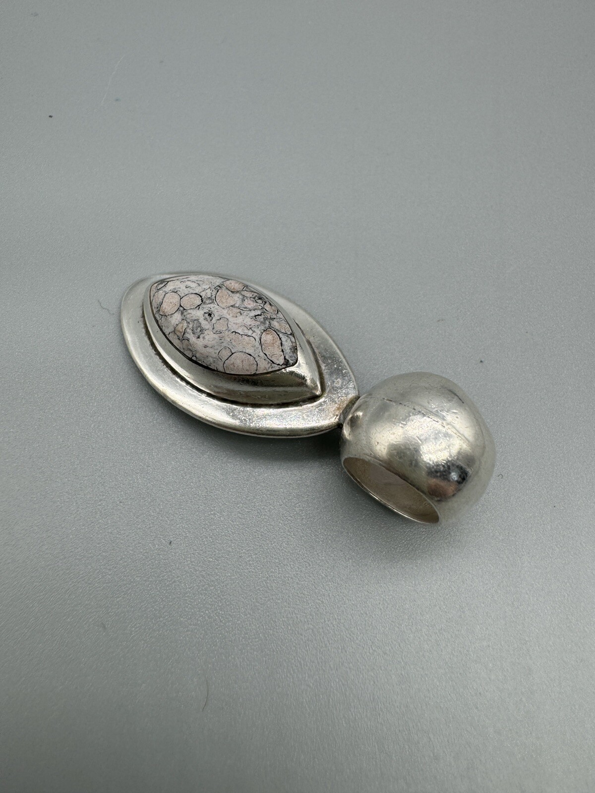 Vintage 925 Sterling Silver Mexico ATI Oval Crazy Lace Agate Amazing Pendant