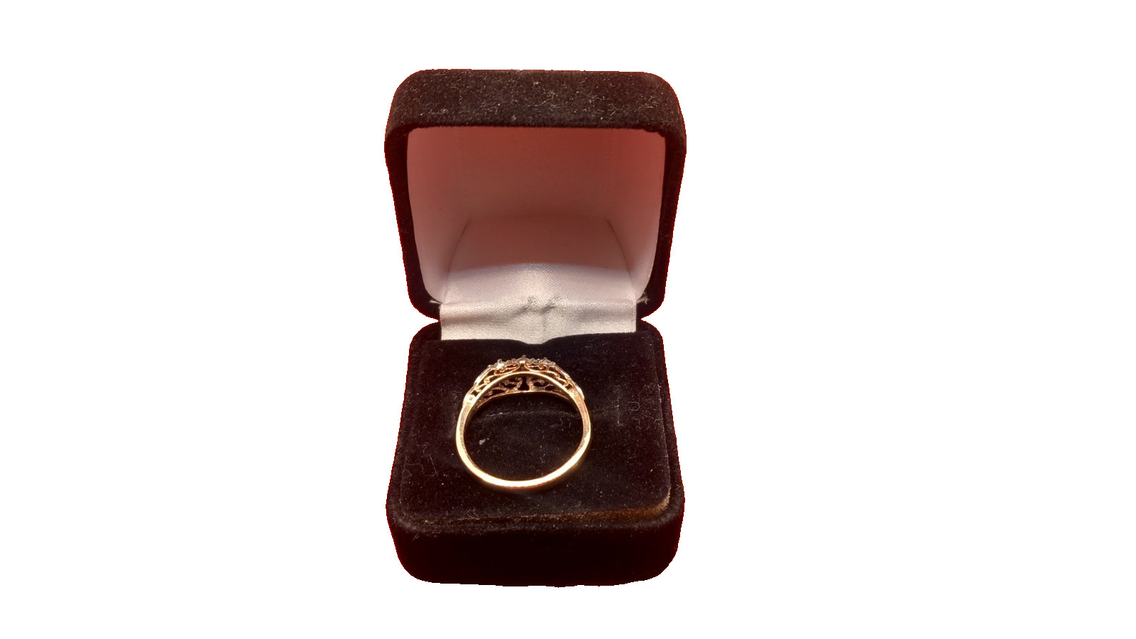 Vintage British 9 Carat Gold Palladium Ring with Trilogy Stones