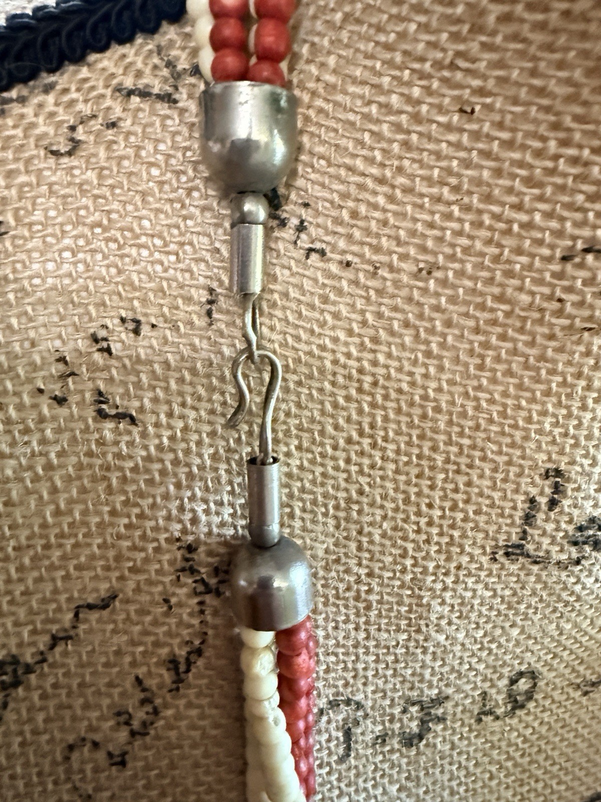 Vintage Silver Tone Ribbed Bead Necklace Chunky Boho Southwest Style