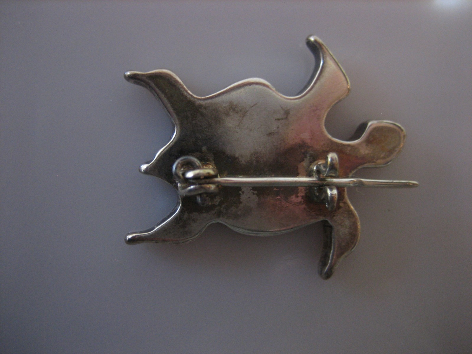 WHIMSICAL STERLING SILVER ABSTRACT TURTLE BROOCH PIN