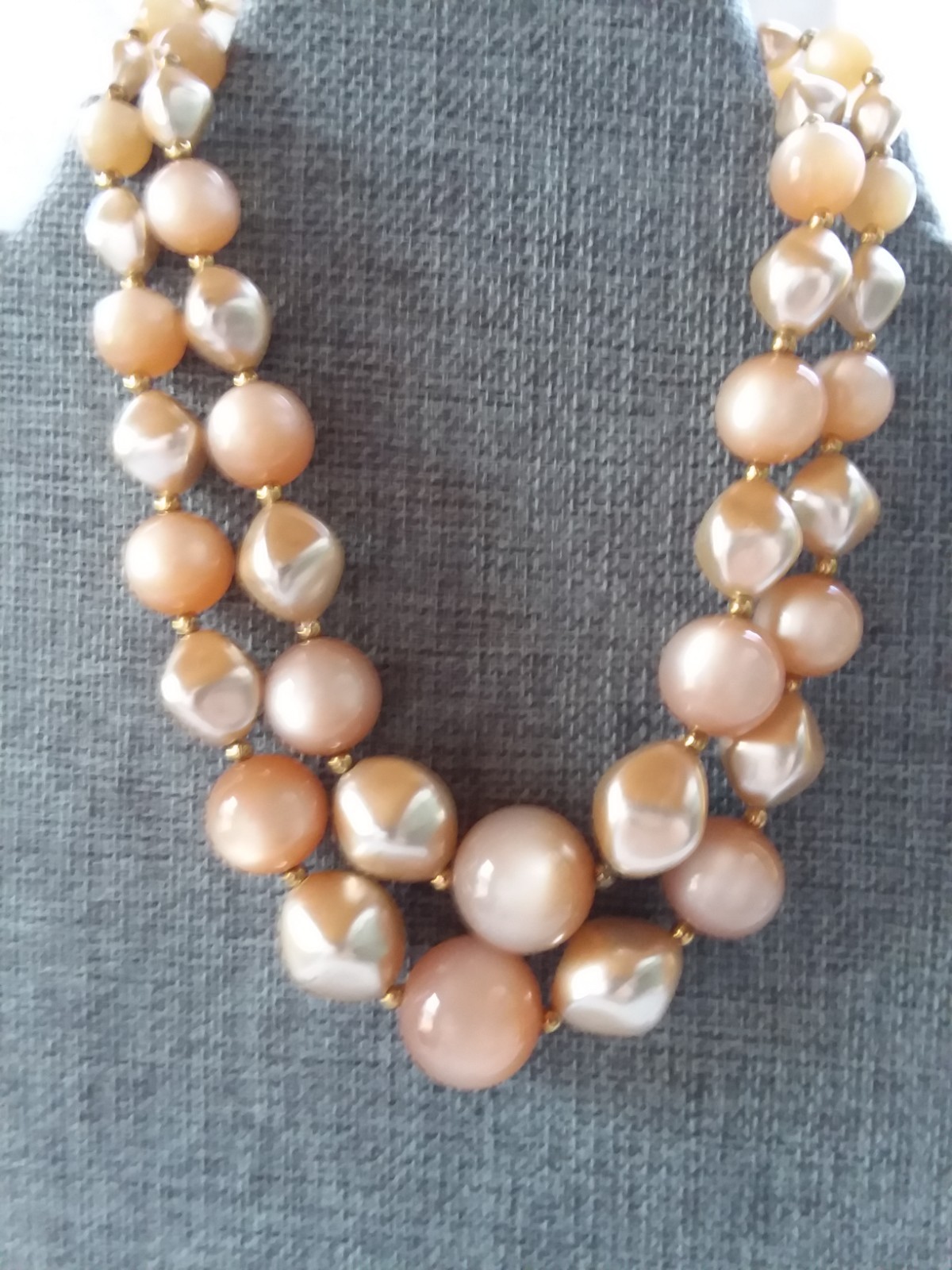 Lot Of 8 Pink, Peach,& off White Costume Jewelry Necklaces Plastic