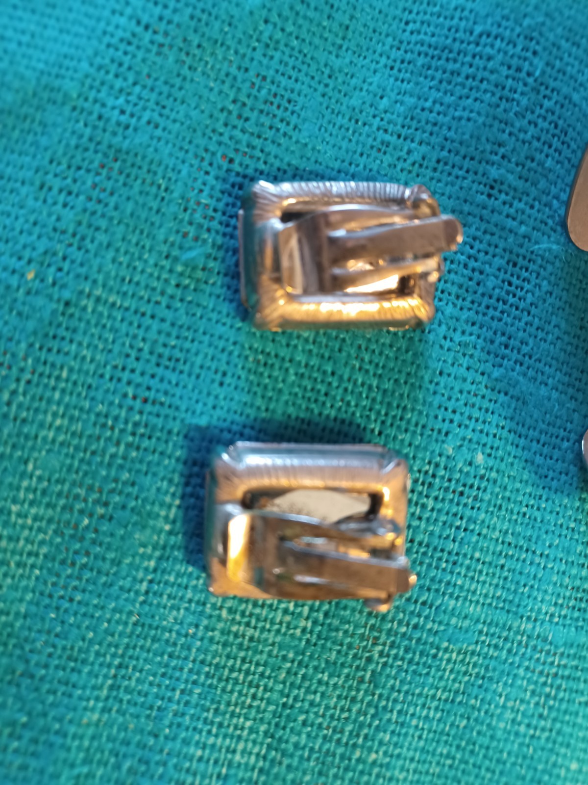 VTG Modernist Silver-Tone Cuff Bracelet & Earrings Set Orange Gemstone Clip-Ons