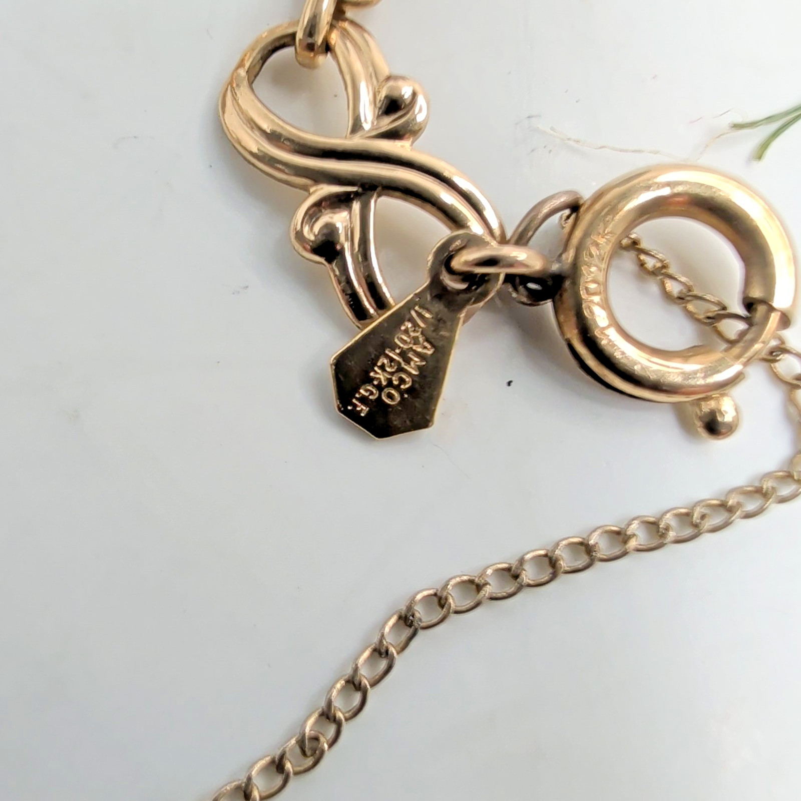 Vintage AMCO 1/20 12K GF Gold Filled Carved Shell Cameo Link Bracelet 7″