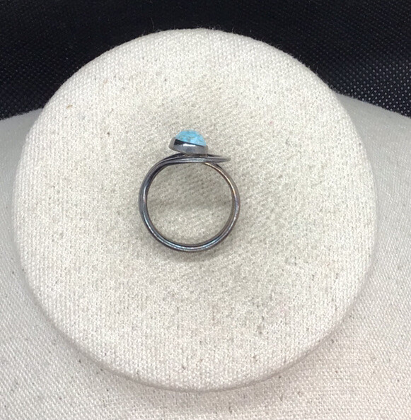 Vintage Sterling Silver 925 Blue Beryl Cab Stone Ring Sz 9.25 LL979