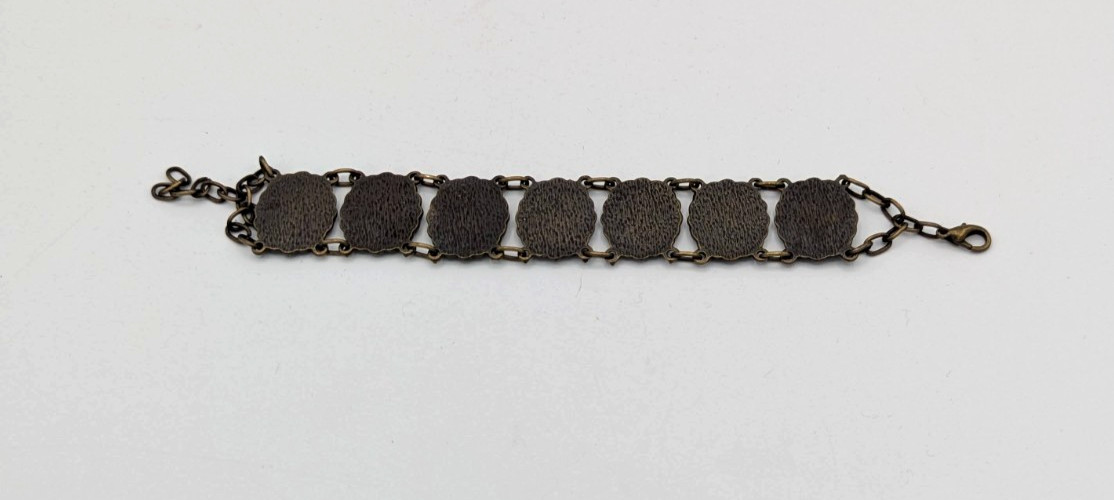 Vintage Religious Panel Link Bracelet Madonna & Child Sepia Mother & Baby