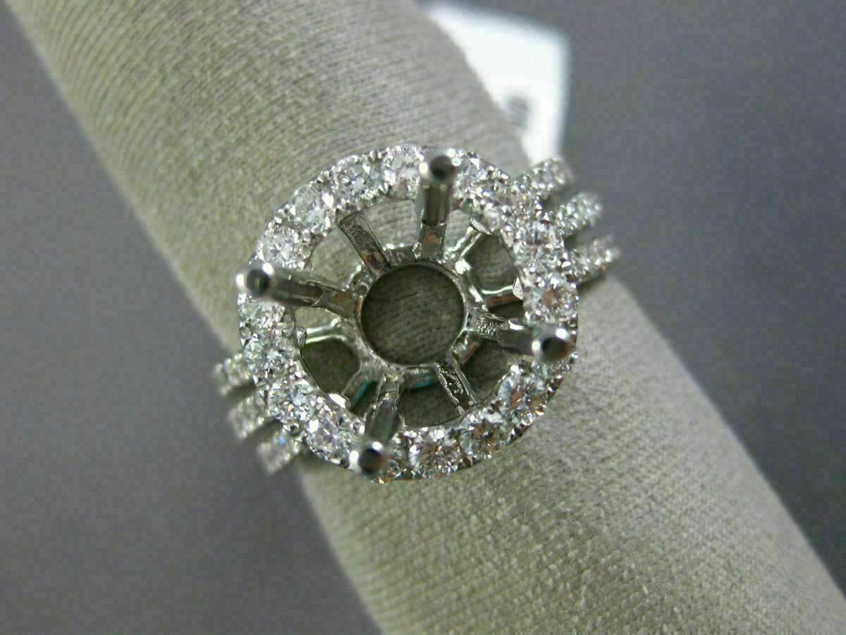 ESTATE LARGE 1.52CT DIAMOND 14KT WHITE GOLD 3D HALO SEMI MOUNT ENGAGEMENT RING