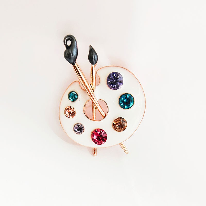 2P Artist Palette Brush Brooch MultiColor Lapel Pin Daily Jewelry Accessory