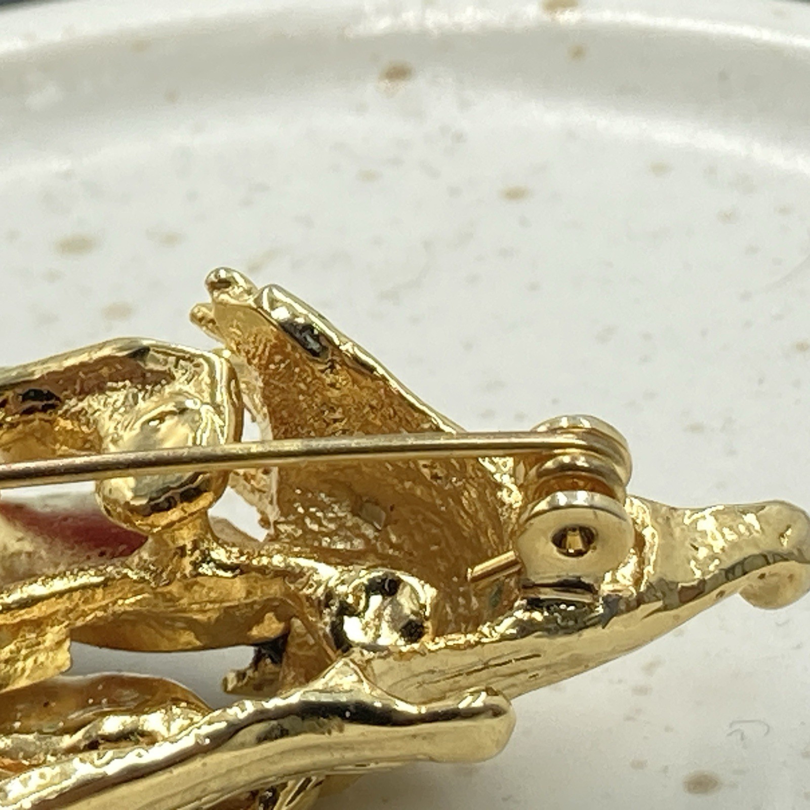 Vintage Signed ORENA Paris Hedgehog Brooch Gold Tone Enamel Pin France rare htf