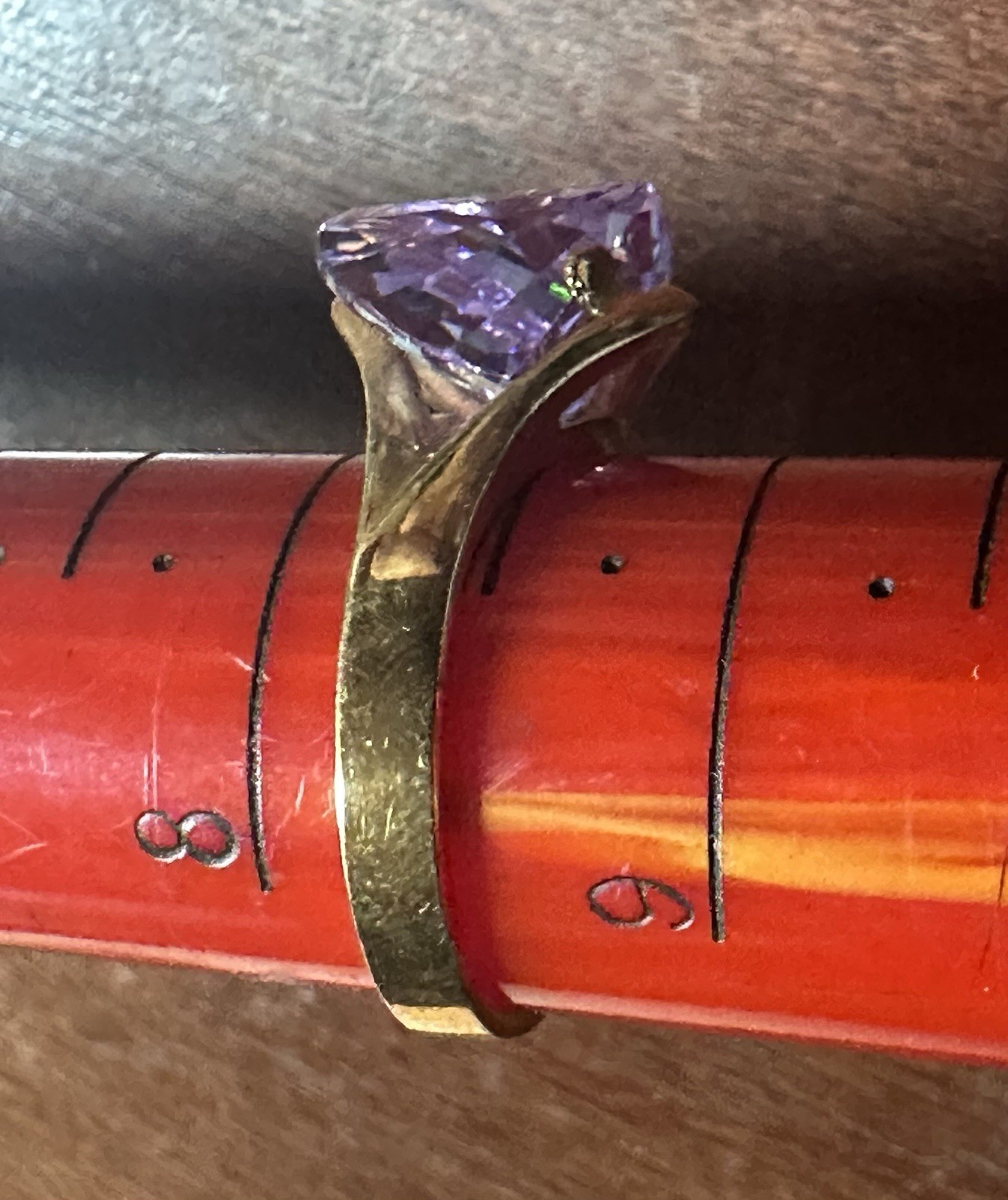 Vintage STERLING SILVER Gold Pl. Laser-cut Purple CZ Ladies Cocktail Ring Sz 8.5