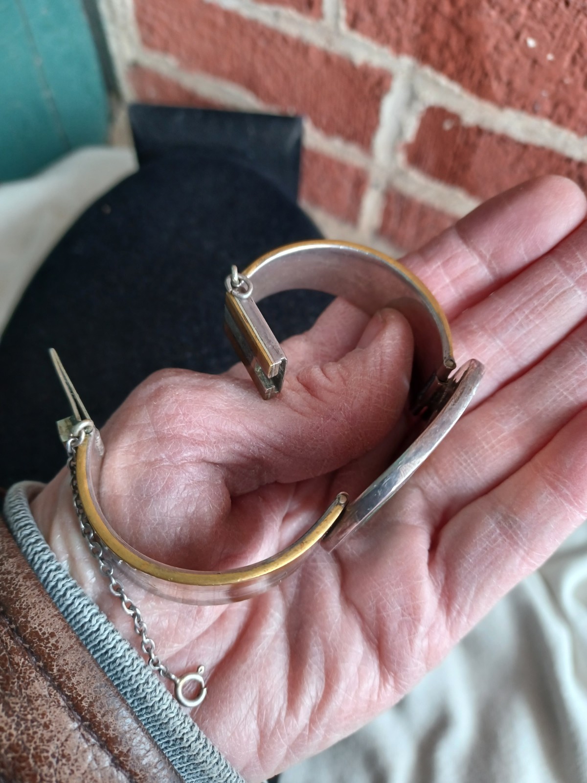 VINTAGE MODERNIST LOS CASTILLO METALES MEXICAN MIX METAL SILVER PARROT BRACELET
