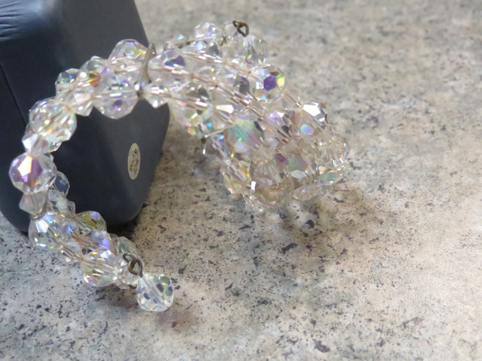 Vintage Aurora Borealis Crystal Beaded Stretch Bracelet