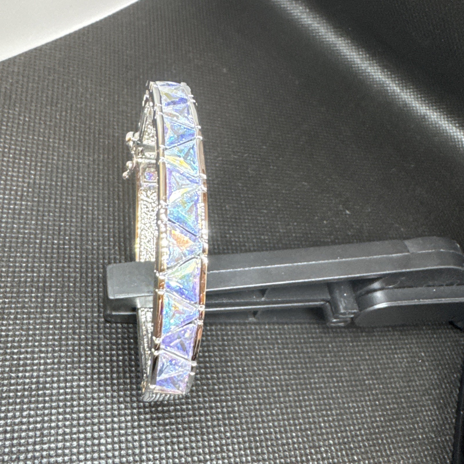 Suzanne Somers 925 Bangle Bracelet w/40 Trillion Cut Iridescent Cubic Zirconia