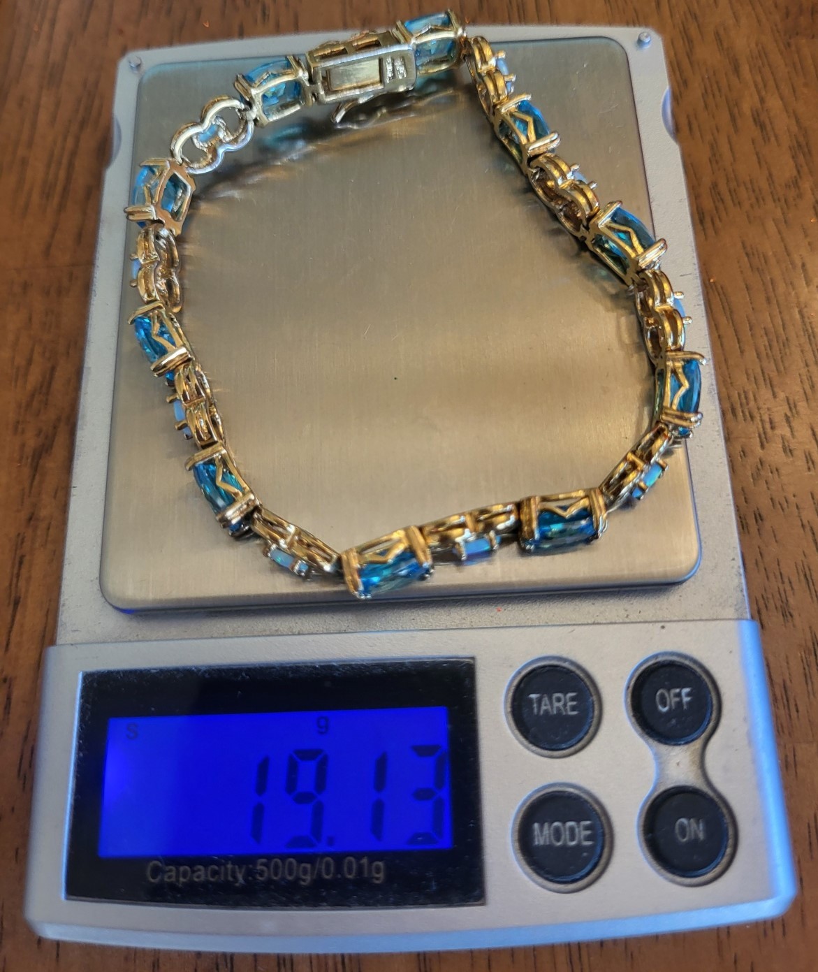 Sterling Silver Vermeil Aqua Blue Gemstone & Opal Bracelet Ring Necklace Parure