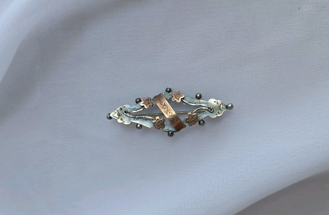 Ward Bros England Victorian Forget Me Not Brooch Pin Sterling Gold Filled