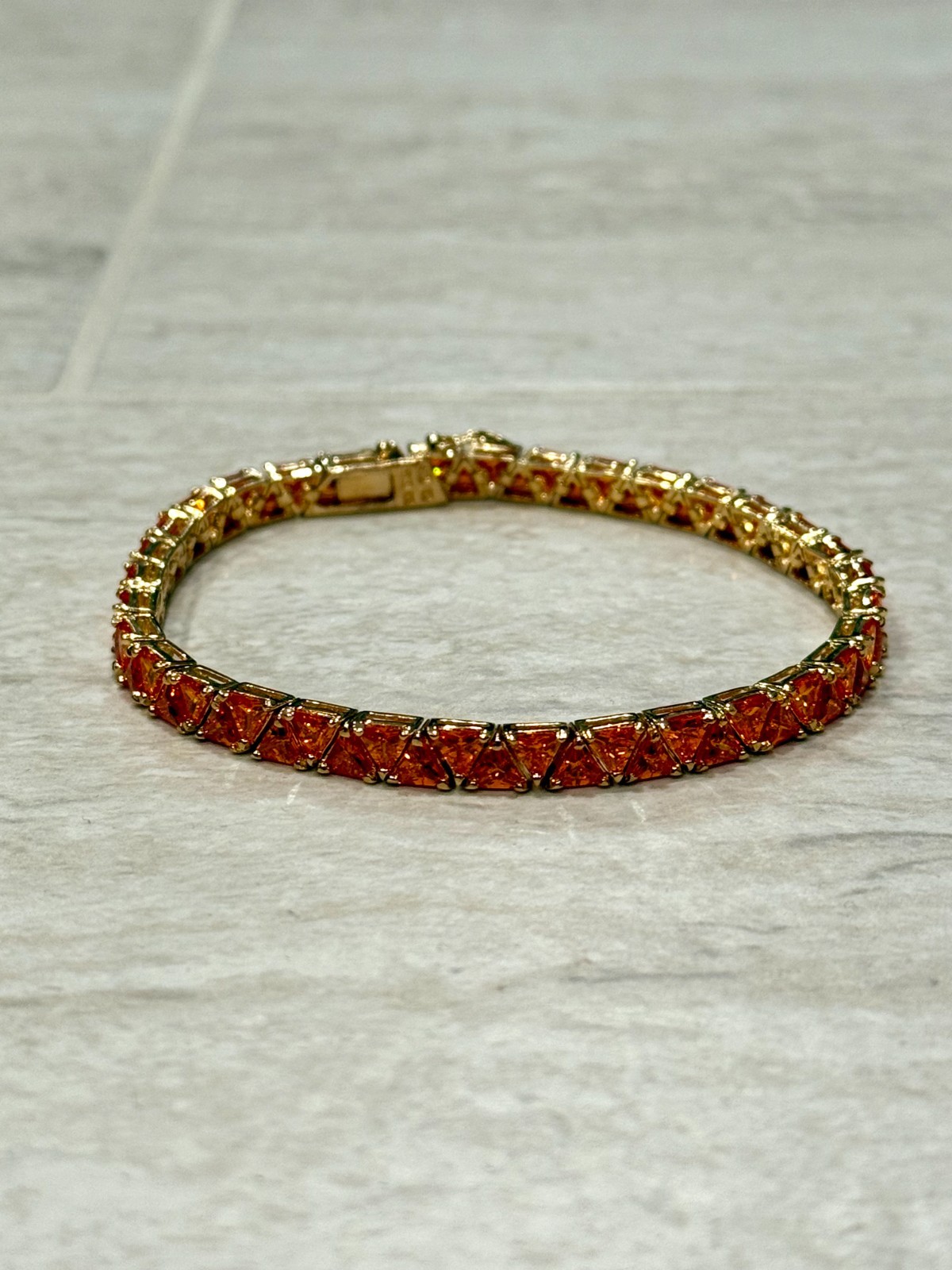 VTG Suzanne Somers Bracelet Orange Gem Stone Tennis Gold 925 Silver Trillion 20g