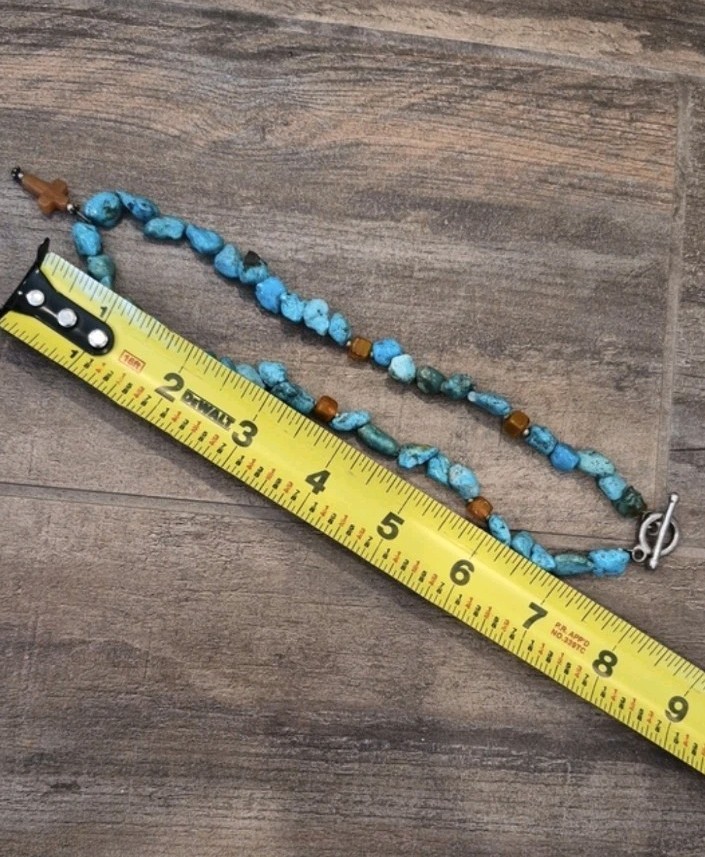 Vtg Handcrafted Turquoise Nugget & Natural Stone Toggle Closure Necklace