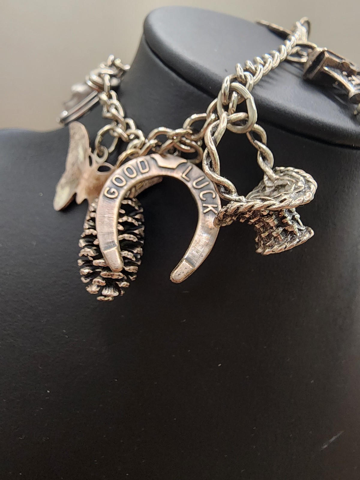 Vintage BEAU Sterling Silver Charm Bracelet 10 Charms Mechanical Theater 40g