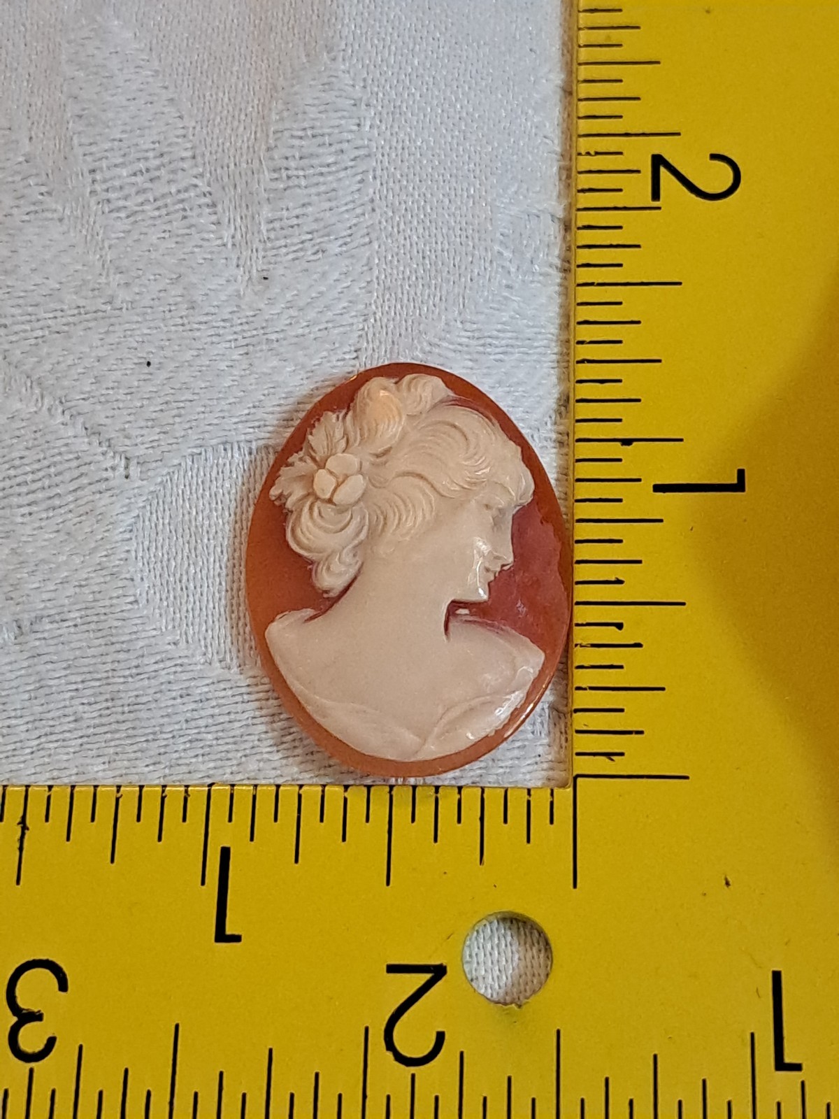 VTG Italian Hand-Carved Shell Cameo Cabochon Loose Stone Right Facing Woman (D)