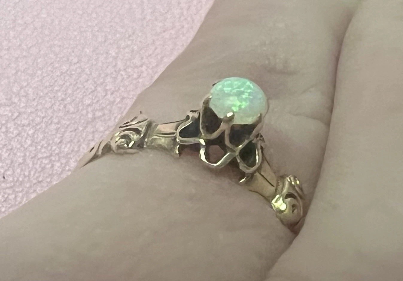 Victorian Antique Opal 10k Yellow Gold Ring Size 7.25 Reduced! Intricate Belt