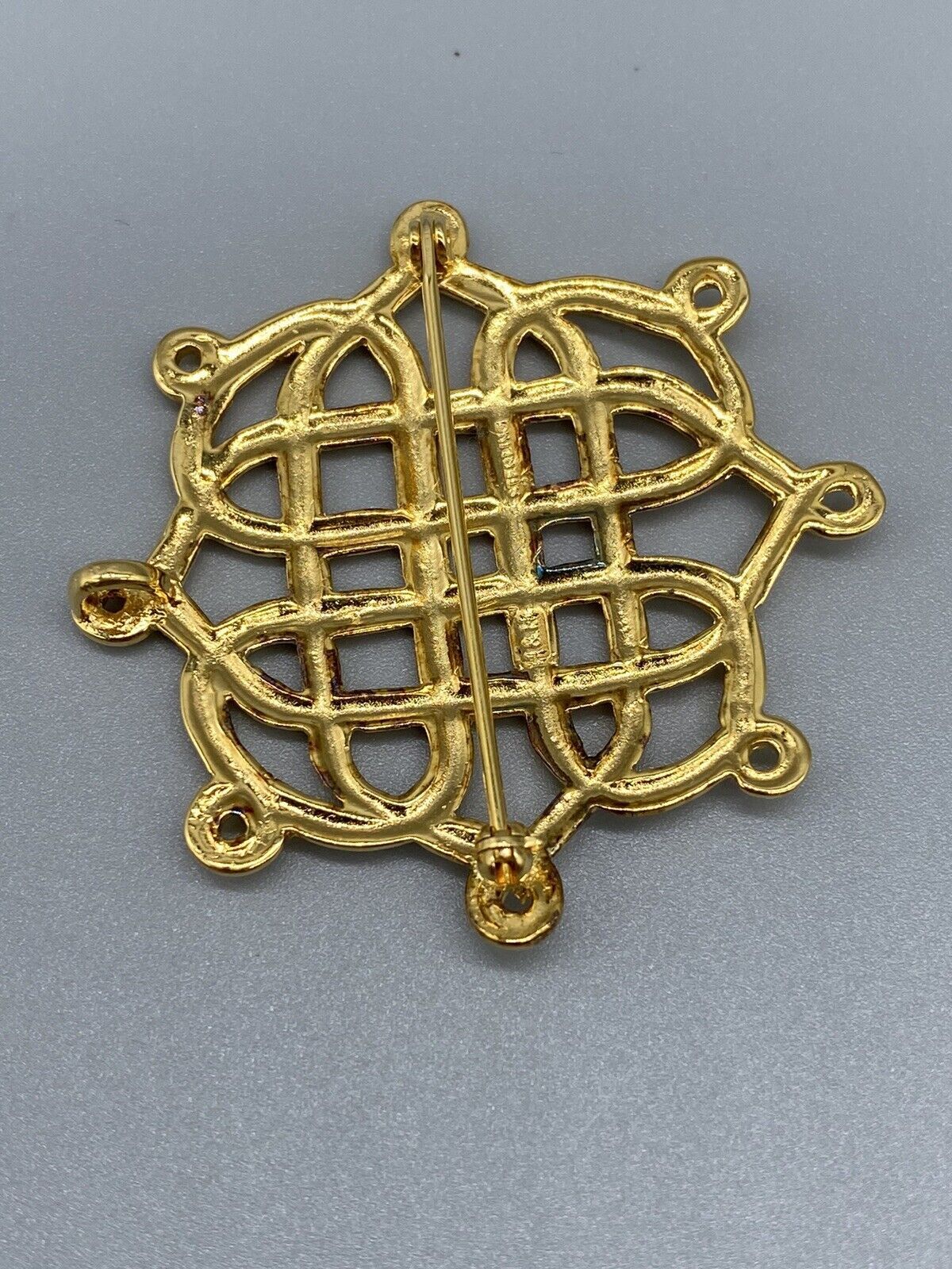 VTG H & H Sterling Gold Plated Celtic Knot Brooch Pin Pendant Hand and Hammer