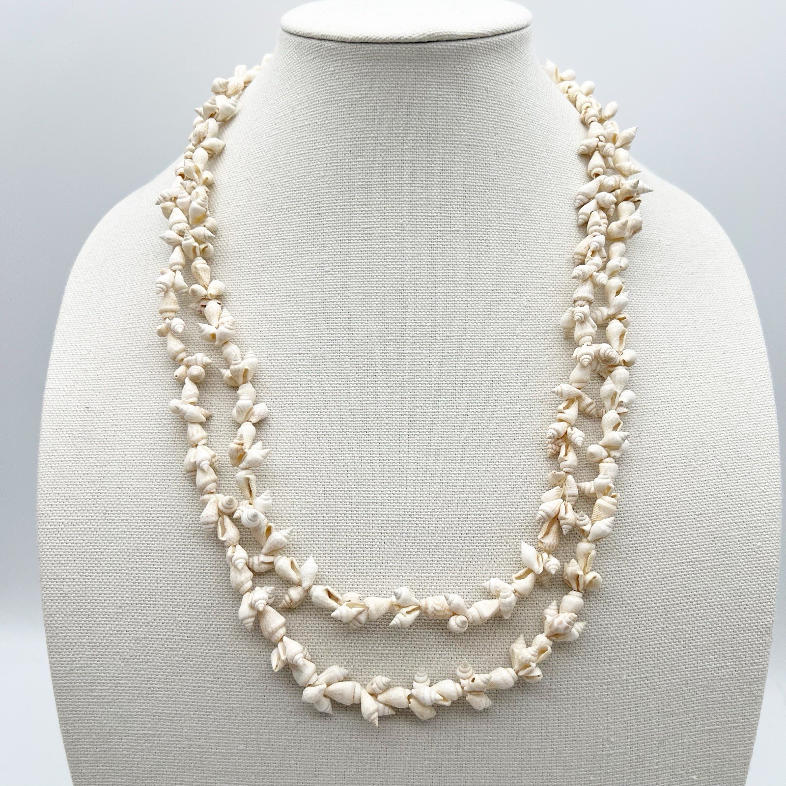 Shell Necklace Vintage Seashell Hawaiian Long Single Strand Wrap 52” Natural