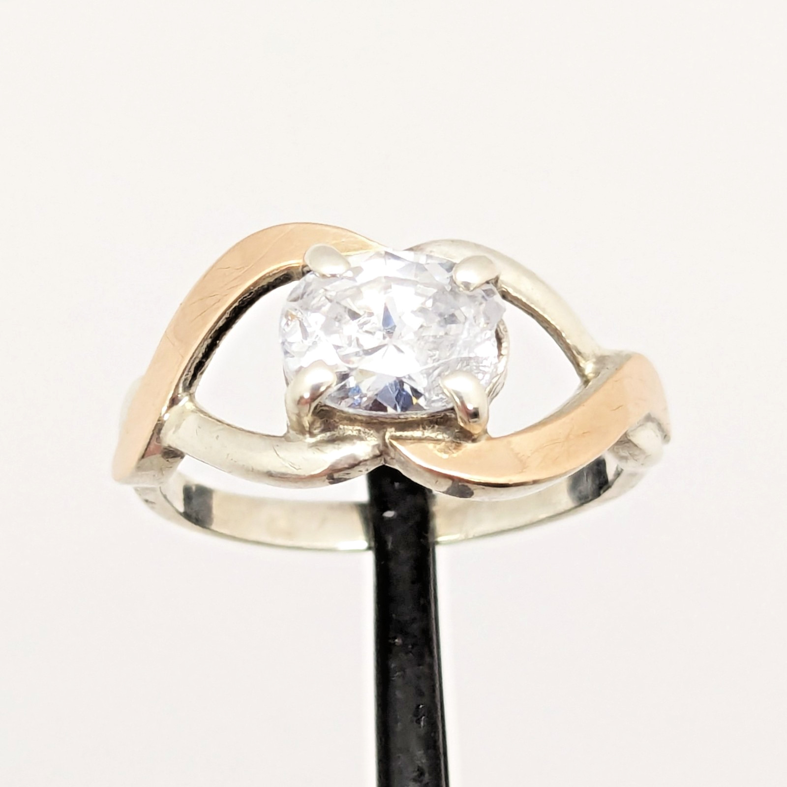 Vintage Luxury RING Silver 925 with Gold Inlay 375 -size: 7.5US (17.5mm)| UA #21