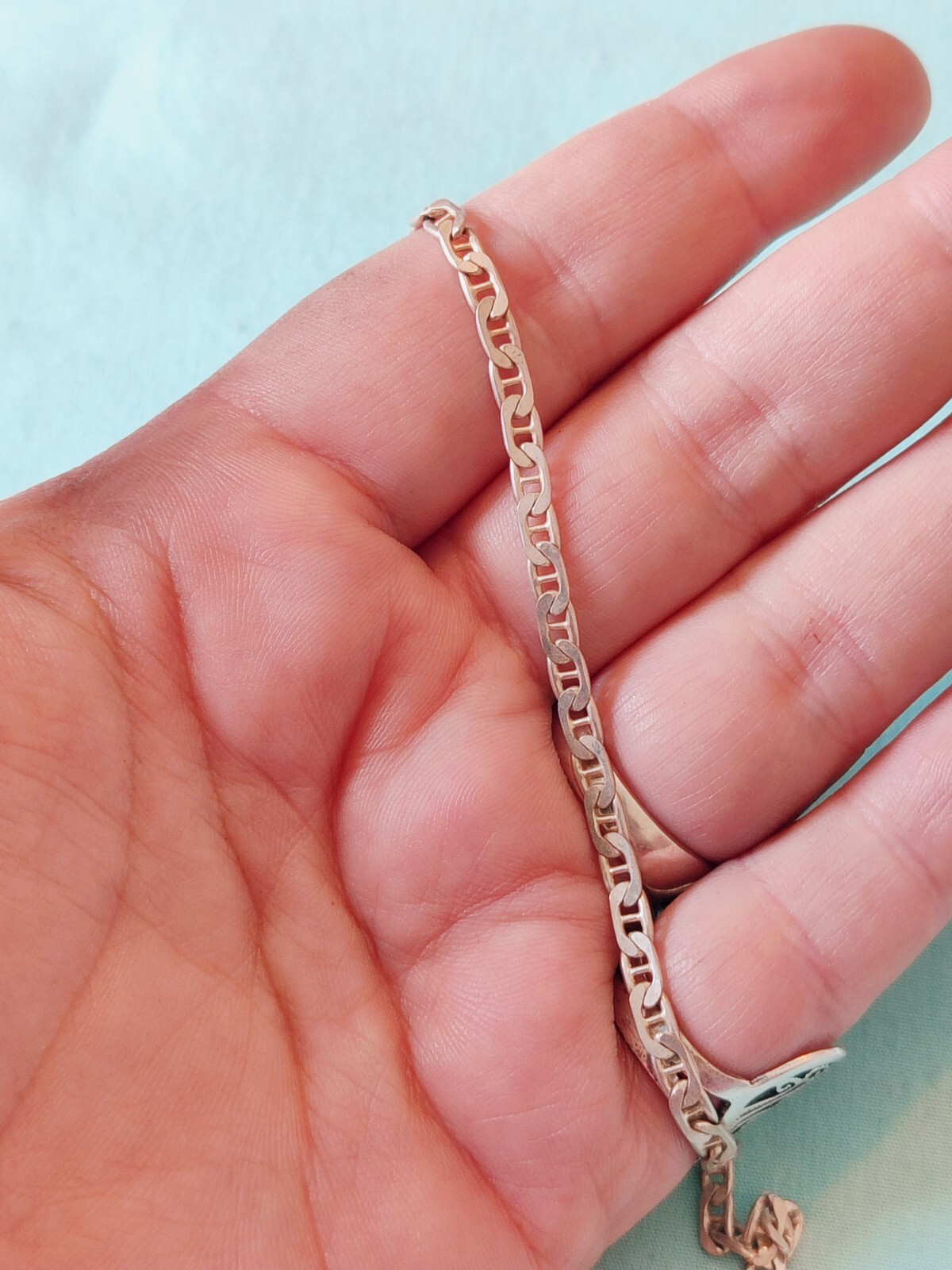 Vintage Italy Sterling Silver 925 Mariner Chain Bracelet 8″