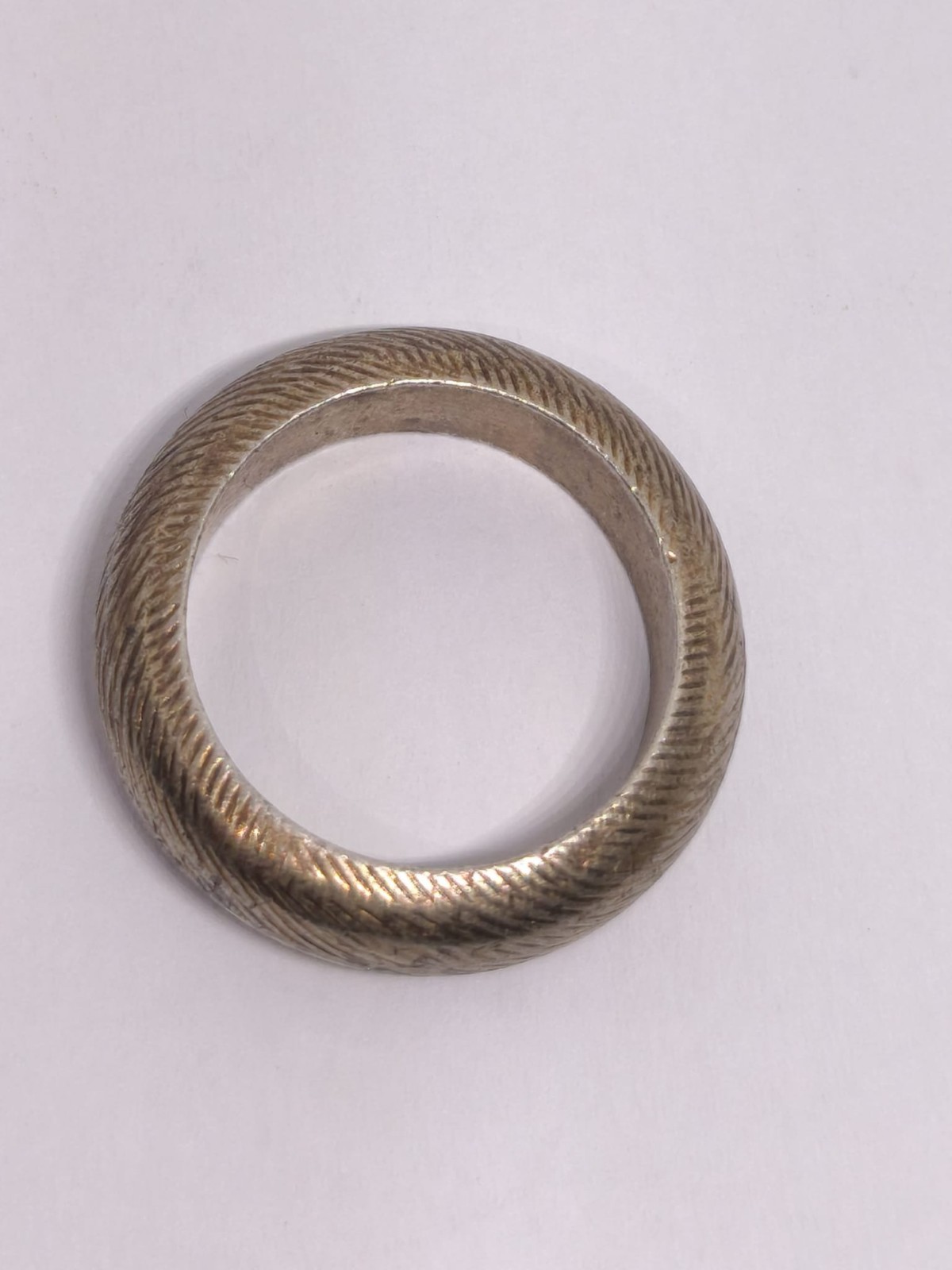 Vintage Sterling Silver 925 Wide Domed Band Ring Textured Unisex Statement Ring