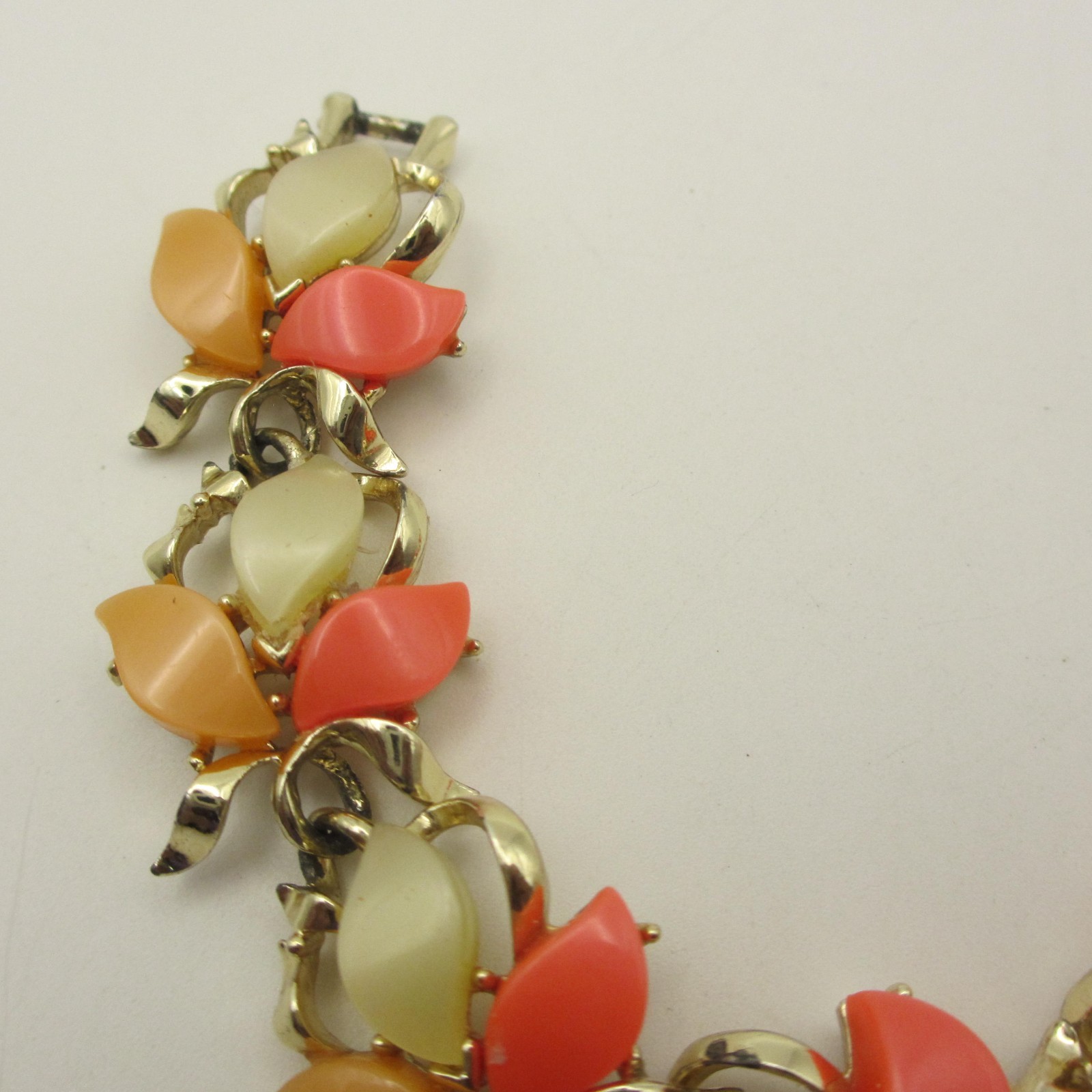 Vintage Thermoset Bracelet Orange Cream Gold Tone