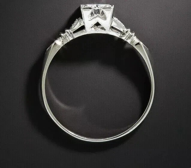 Art Deco Style Bridal 2Ct Lab Created Diamond Wedding 14K White Gold Finish Ring