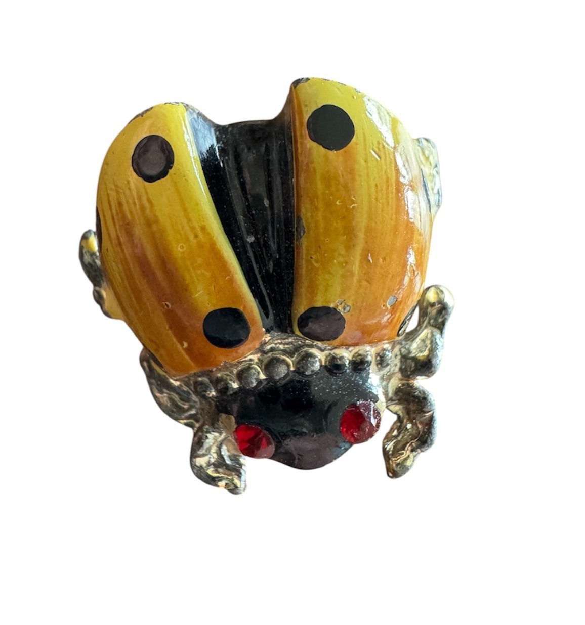 Set of 2 Vintage Small Silver Tone Ladybug Brooch Pins, Almost 1 Inch, Fair Cond