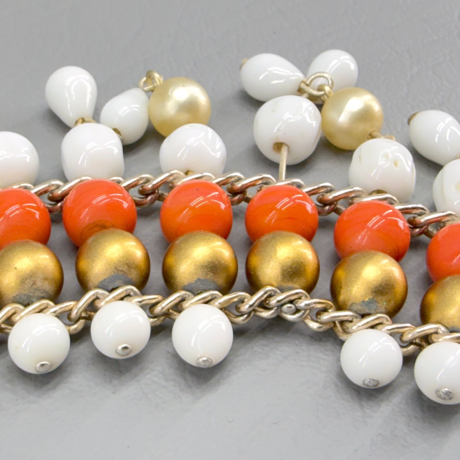 Vintage Beaded Statement Collar Necklace 13.5″ READ