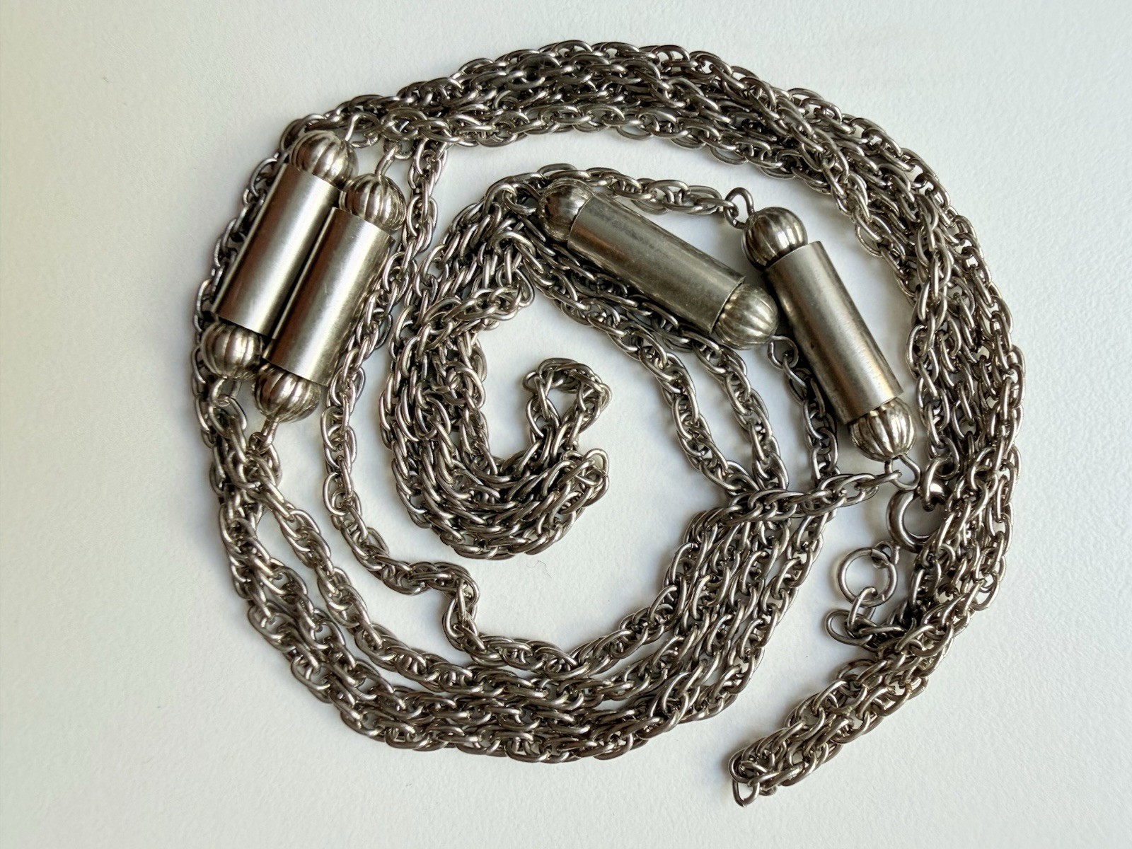 Two Vintage Silver Metal Chain Necklaces, Not Sterling (3321)