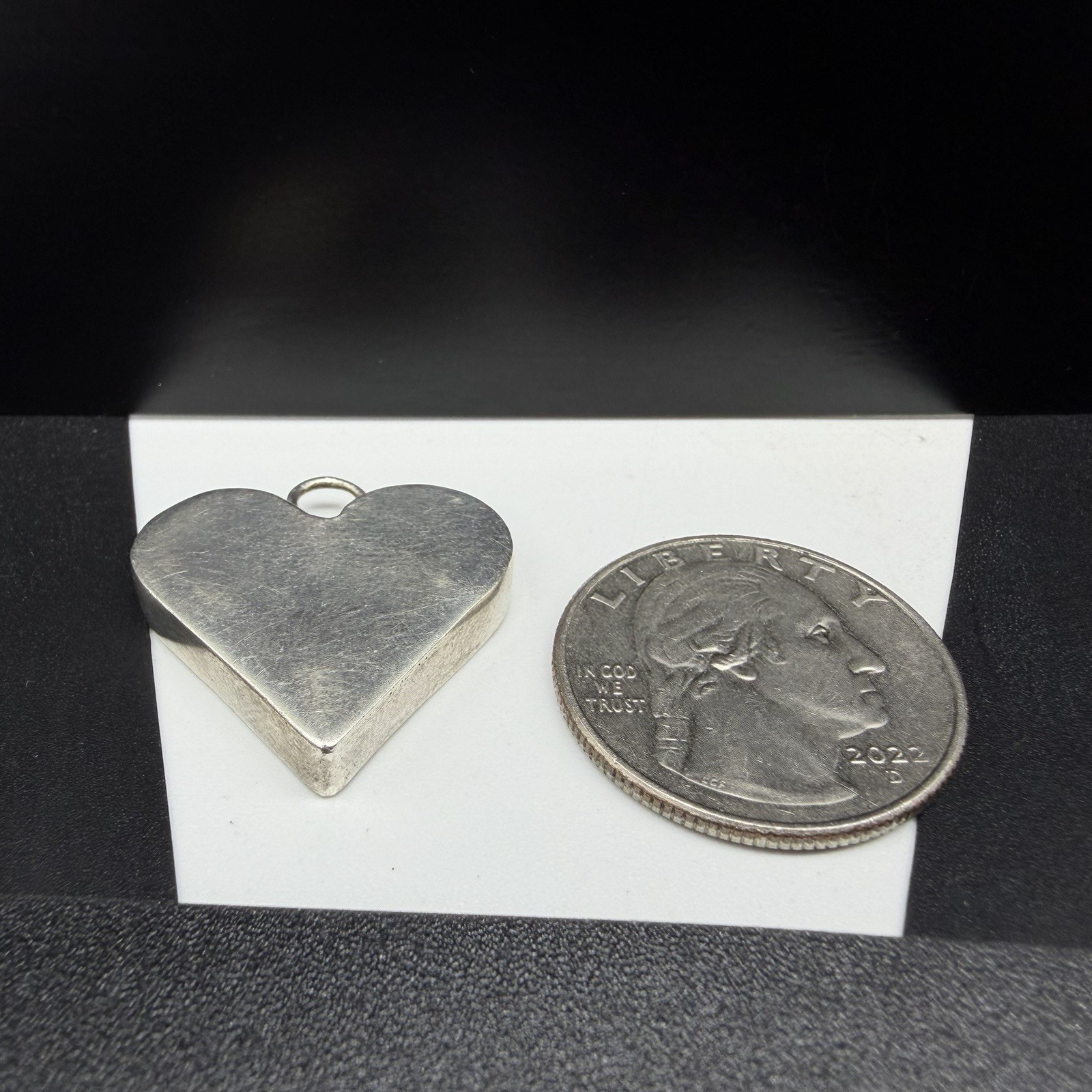 Vintage 925 Sterling Silver Smooth Puffy Heart 25.5mm Pendant 5.3g