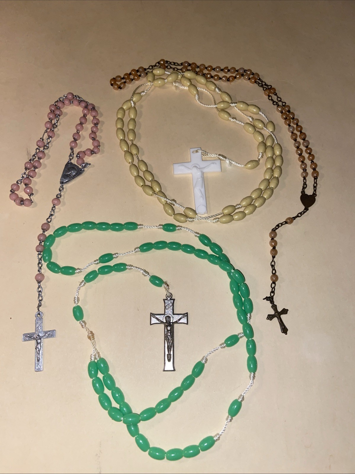 ESTATE SALE: Beaded & Chain Cross Rosary Lot-4