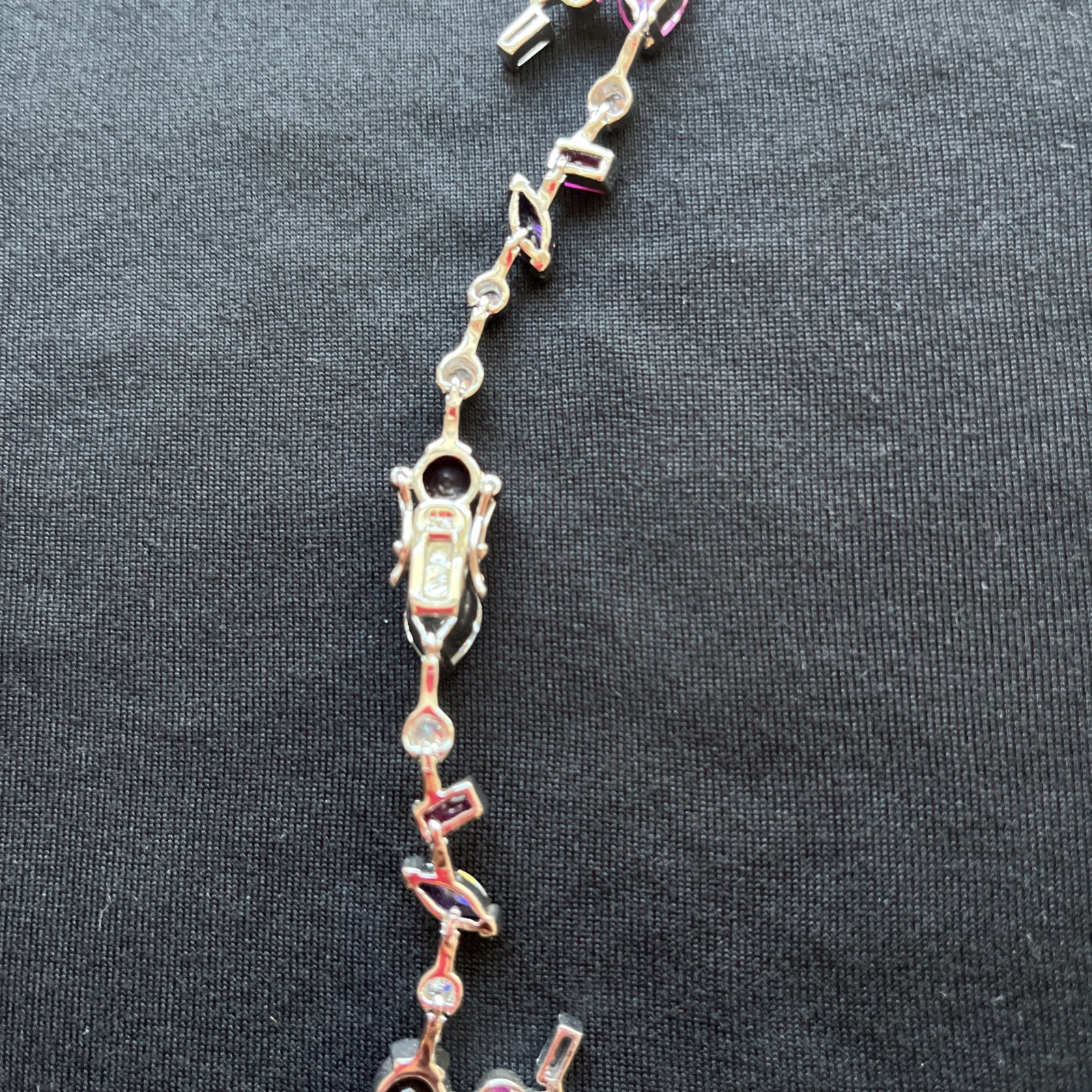 HSN Sterling lab created amethyst ruby garnet Rhinestone bracelet BROKEN